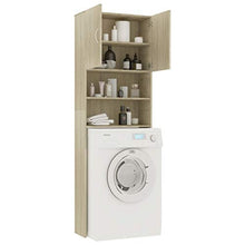 Festnight Mobile per Lavatrice Rovere, Mobiletto per Bagno in Truciolato Sonoma 64x25,5x190 cm