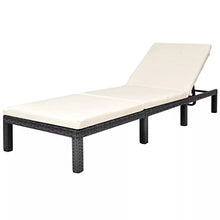 Tidyard Lettino Prendisole con Cuscino in Polyrattan Nero, Lettino Prendisole, Lettini da Giardino, Sedie a Sdraio da Giardino, 195 x 60 x 22 cm