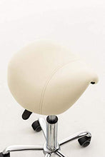 CLP Sgabello Lavoro Reno In Similpelle I Sgabello Pc A Sella Imbottito Regolabile 53-68 CM E Girevole Base In Metallo, Colore:crema