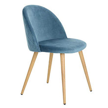N/A Set di 2/4/6 sedie da Pranzo in Velluto Sedie Mid-Century in Stile Moderno per Il Tempo Libero Sedie Laterali Imbottite con Gambe in Metallo per Soggiorno (Blu, 4)