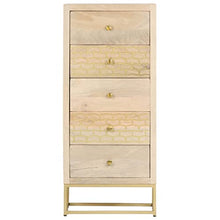 vidaXL Cassettiera Oro 45x30x105 cm in Legno Massello di Mango