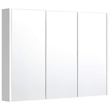 COSTWAY Mobile a Specchio per Bagno Armadietto Arredo con Specchio a Parete con 3 Ante e 2 Ripiani Regolabili in Altezza, Bianco, 90 x 11 x 65 cm