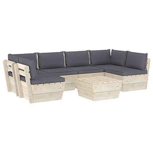 Tidyard 6/7/9 pz Set Divani Pallet Angolari Modulari da Giardino Esterno in Legno di Abete con Cuscini,Divano Angoalre,Divani da Esterno,Divano Pallet da Giardino in Legno,Divani Modulari Legno