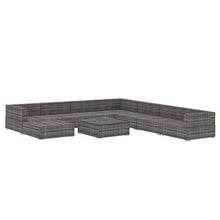 SKM Set Divani da Giardino 9 pz con Cuscini in Polyrattan Nero D