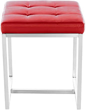 CLP Sgabello Poggiapiedi Barci In Similpelle I Panchetto Capitonné imbottito I Poggiapiedi Da Salotto Elegante Alt. 48 CM, Colore:rosso