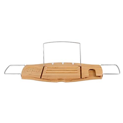 Prolungamento di Un Lussuoso Bagno di bambù da Bagno, Supporto di Vetro Caddy Vassoio Bagno Mensola del Supporto Bicchiere di Vino Ed Altri Accessori Placement per Un Experience Home Spa
