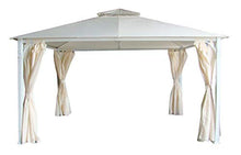 Stilè Gazebo da Giardino 3x2 m in Metallo con Telo Impermeabile Poliestere Doppio Tetto Tende Laterali Bianco