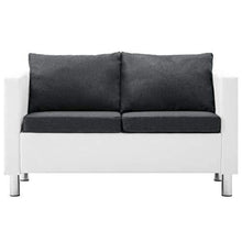 Festnight Divano a 2 Posti in Similpelle da Salotto e Soggiorno Moderno Piedini in Legno Poltroncina 115 x 60 x 67 cm Bianco e Grigio Scuro - Arredi Casa