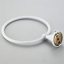 Flybath Portasciugamani tondo Supporto per appendiabiti in ottone Appendiabiti per bagno montato a parete, bianco