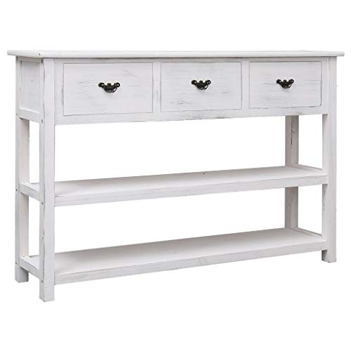 FAMIROSA Credenza Bianco Anticato 115x30x76 cm in Legno