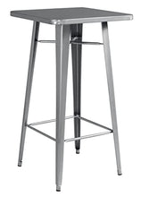 Tavolo bar e giardino alto stile industriale lamiera silver 70 x 70 centimetri