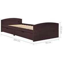 FAMIROSA Giroletto con 2 Cassetti Marrone Scuro Legno di Pino 90x200 cm-2157