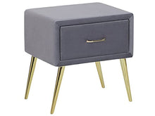 Comodino velluto grigio e oro con cassetto Flayat