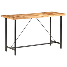 Goliraya Set da Bar 9 pz Industriale in Legno Massello di Acacia e Vera Pelle,Set Tavolo e 8 Sgabelli da Bar,Tavolo e Sedie da Bar Vintage Industriale,Tavolo e Sedie da Bar Alti