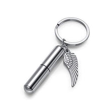 Zysta Portachiavi Portapillole Impermeabile in Acciaio Inox Mini Contenitore per Pillole Medicine per Viaggio Ciondolo Cspsula Ala-Argento
