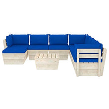 SKM Set Divani da Giardino su Pallet 9 pz con Cuscini Legno Abete (171.2kg) Blu-3670