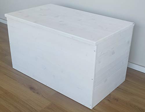 TOTAL WOOD 2012 Cassapanca in Legno Contenitore Porta Legna Baule 100x40x45cm Color Bianco decapato