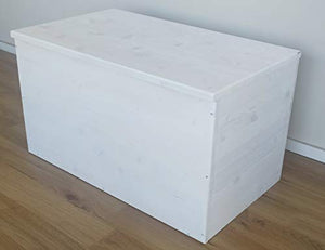 TOTAL WOOD 2012 Cassapanca in Legno Contenitore Porta Legna Baule 100x40x45cm Color Bianco decapato