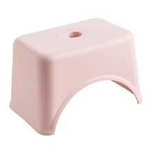 Sgabello in plastica, sgabello basso quadrato ispessito (per adulti e bambini), robusto, adatto per soggiorno, bagno, esterno, ecc, Con tappetino antiscivolo/rosa / 28x18x20cm