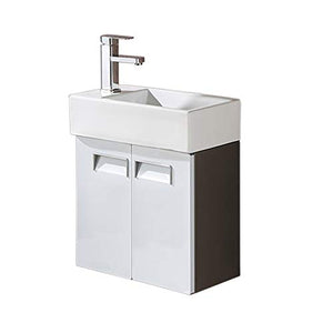 ZTGL Mobile Bagno con Lavabo, Mobile Bagno Sospeso con Maniglia 2 Ante Lavabo Ceramica, Bianco