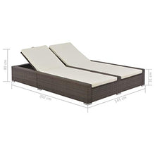 Tidyard Lettino Prendisole Doppio in Polyrattan,Lettino Prendisole Doppio da Giardino Piscina Spiaggia in Rattan Marrone