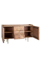 DenZZO - Cassettiera in legno naturale con 2 ante e 3 cassetti, colore: Agnes