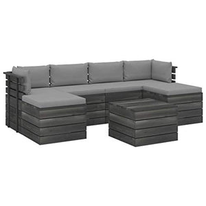 vidaXL Set Divani da Giardino su Pallet 7 pz con Cuscini Massello Pino