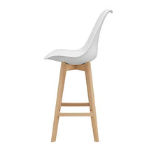 [en.casa] Set di 2 Sgabelli da Bar 2 Sedie Alta con Gambe di Legno Massello di Faggio con Poggiapiedi Seduta Imbottita Cucina/Bar/Ristorante - Bianco