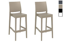 CLP Set 2 Sgabelli Bar Maya Impilabili In Polipropilene I Coppia Sedie Sgabello Alte Outdoor Con Schienale Alt 75CM, Colore:fango