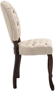 CLP Sedia Pranzo Temara iIn Tessuto I Sedia Salotto Chesterfield I Poltroncina Trapuntata Design Moderno I Seduta Chic Da Soggiorno, Colore:panna, Colore della cornice:antico