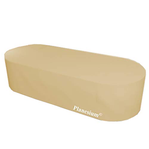 Holi Europe PREMIUM Copertura per tavolo da pranzo ovale Tavolo da giardino mobile da esterno esterno-Custodia di protezione rivestimento foglio Kit di recupero Arredamento per esterni Custodia protettiva di alta qualità (130cm x 90cm x 70cm, beige)