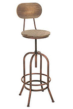CLP Sgabello Design Industriale Pino In Legno E Metallo I Sgabello Bar Bancone Regolabile 68-88 CM Con Schienale, Colore:bronzo