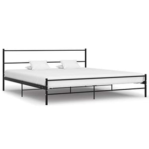 BIGTO - Struttura letto in metallo acciaio per camera da letto, 200 x 200 cm, colore: Nero