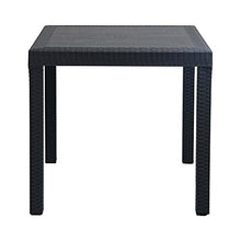 Milani Home s.r.l.s. Tavolo da Giardino Quadrato Fisso in Wicker Stampato Antracite Cm 80 X 80 da Esterno Giardino Terrazzo Portico Locale Bar