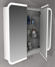 Specchiera specchio bagno pensile contenitore 3 ante, fascia led, cm.70x95x13