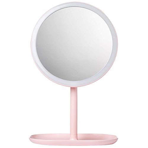 Specchio ingranditore, specchio per il trucco illuminato tricromatico, specchio cosmetico da viaggio, touch screen dimmerabile con ingrandimento 5X Specchio per il trucco da tavolo adatto per il bagn