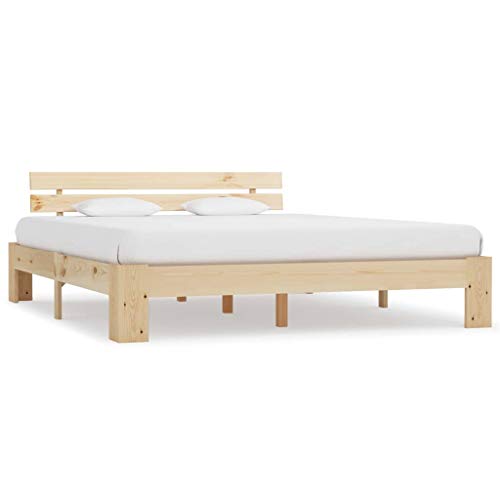 BIGTO - Struttura per letto in legno di pino massiccio, per camera da letto, stile C, 160 x 200 cm, colore: Naturale