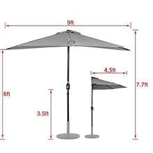 Ombrellone A Mezzaluna Esterno 2.7 M * 1.4 M Tenda da Sole in Poliestere con Manovella Base Non Inclusa, per Giardino Terrazza Patio LDFZ