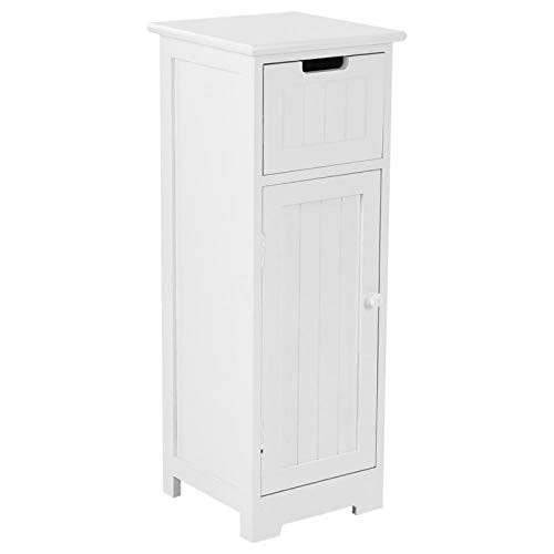 Raguso Armadietto da Bagno Mensola portaoggetti in Piedi Armadio Asciugamano Mobili da Bagno Imposta Bianco 30 * 30 * 81,5 cm