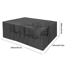 Nai-storage Copritavolo da Giardino Impermeabile Resistente 420D Oxford Tessuto Antivento Anti-UV Copri Tavolo da Giardino 242 x 162 x 100 cm (Color : Black)