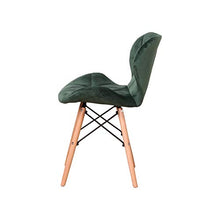 Sedia da pranzo in velluto con gambe in legno massello e telaio per sedie ergonomiche, imbottitura in spugna, semplice e nobile, set da 4 pezzi, colore verde scuro