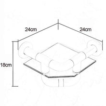 AOIWE Bagno Maniglie Grab Bar Bagno d'angolo mensola di Vetro Triangolo Parete Doccia Mensola d'angolo Doccia Caddy Vetro temperato, SUS 304 in Acciaio Inox for Montaggio a Parete