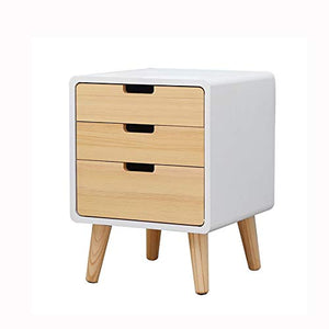 WALNUTA Comodino dal Design Semplice e Moderno a Tre cassetti, Mini armadietto da Camera da Letto in Legno massello da Comodino