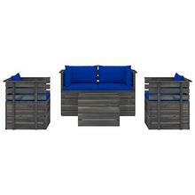 FAMIROSA Set Divani da Giardino su Pallet 5 pz con Cuscini Massello Pino-1825