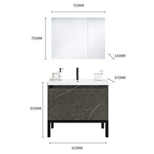Mobile Lavabo Bagno Bagno Cabinet Combinazione Lavello Spazzole da Terra WC per Servizi igienici Vanity Marble Facile da Pulire (Color : Gray, Size : 47x81x85cm)