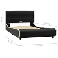 Tidyard Struttura Letto Singolo in Similpelle Nera con Luce LED e Doghe 100x200 cm,Telaio Letto Giroletto Singolo in Ecopelle 100x200 cm,Letto con Luce LED 100x200 cm