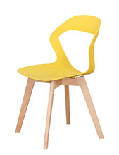Sedia in polipropilene e gambe di faggio, design semplice e moderno, con schienale cavo, per sala da pranzo, cucina, soggiorno, ristorante, ufficio, sala riunioni, set da 4 (giallo)