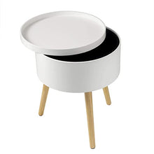 EUGAD Comodino Contenitore Tavolino per Salotto Comodini Bianco Rotondo Camera da Letto Gambe in Legno 38x38x48,5cm 0075ZZ