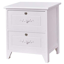LICHUAN Tavolino da comodino in legno massello elegante con 2 cassetti, mobili per camera da letto, comodino, facile da montare.