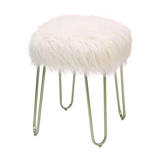 Jiangang-Ottomane Mobili per la casa e Giardino Sgabello Moderno di Moda 丨 Poltrone per camerette da Letto 丨 Sgabello a Pelo Lungo bianco-40x40x48cm Ottomani da Cucina